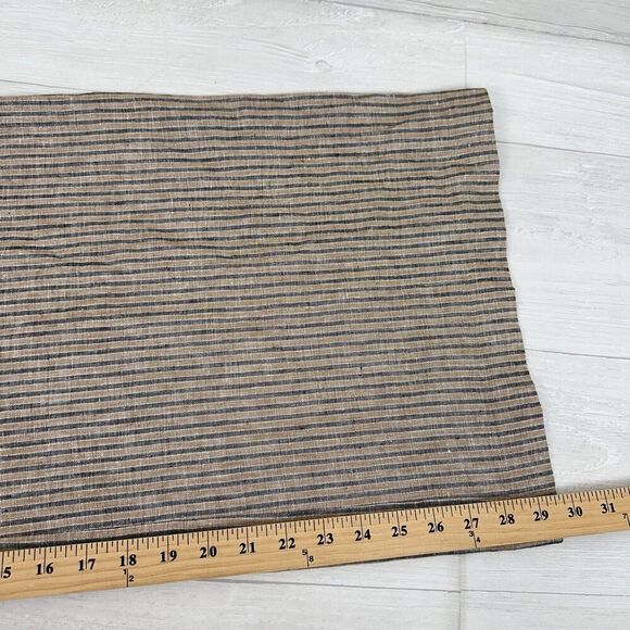 Boden Linen Shirred Waist Trousers Wide Leg Women 6R Camel Black Stripe Pull On - Picture 13 of 16